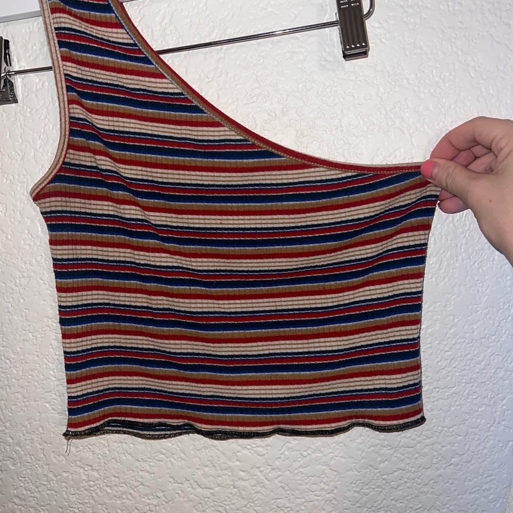 Striped One-Shoulder Women's Top